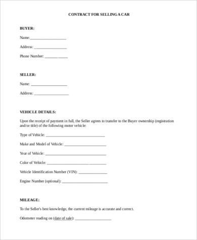 private party vehicle purchase agreement