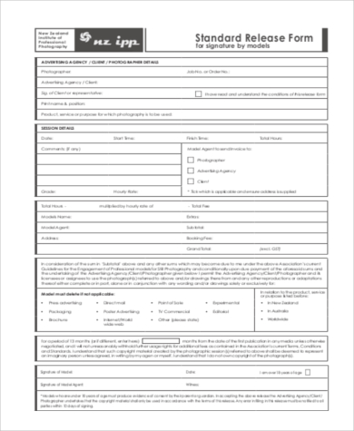 professional photographer release form