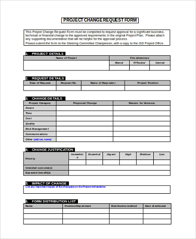 project change request form 