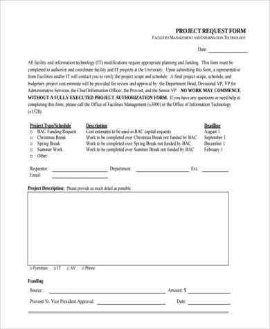project request form in pdf