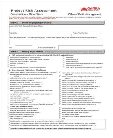 project risk assessment form in pdf