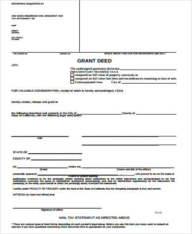 property grant deed form