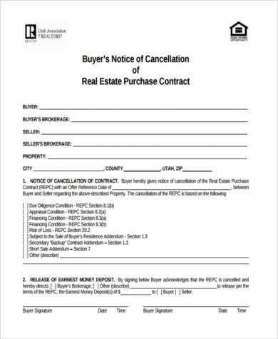 purchase agreement cancellation form