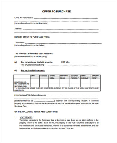 purchase house contract form