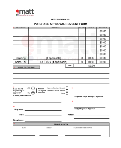 purchase request approval form
