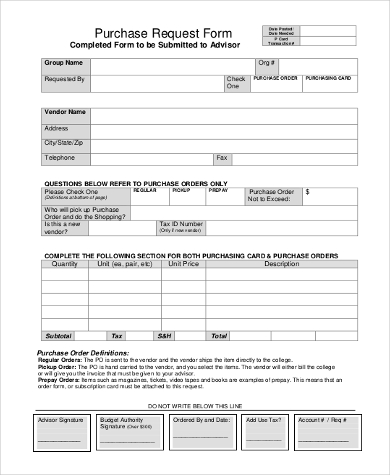 FREE 15+ Purchase Request Form Samples, PDF, MS Word, Google Docs, Excel