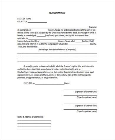 quit deed transfer form