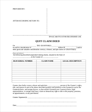 quitclaim deed form free