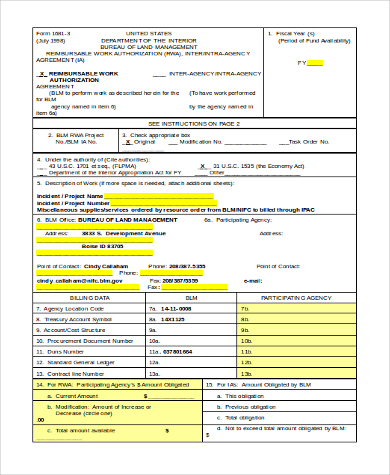 reimbursable work authorization