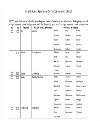 real estate appraisal evaluation form