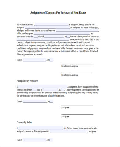 real estate assignment contract form1
