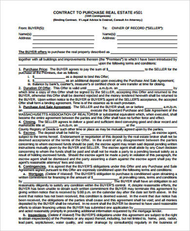real estate binding contract form