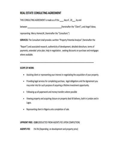 real estate consulting agreement form