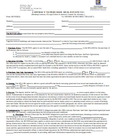 real estate contract offer form