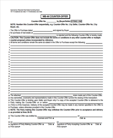 Real Estate Offer Form Sample  8  Free Documents in PDF