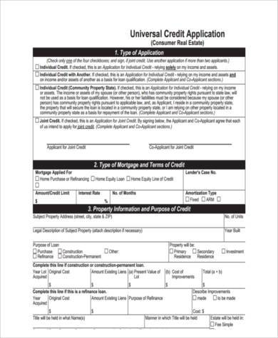 real estate credit application form