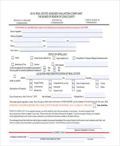 real estate evaluation review form