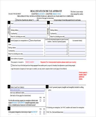 real estate excise tax form
