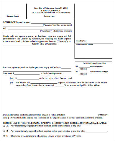 real estate land contract form