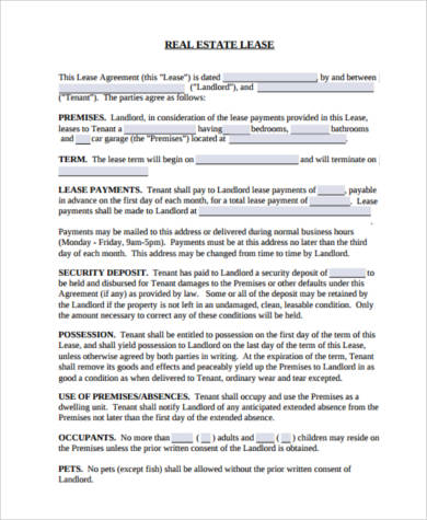 real estate lease agreement form1