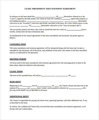 real estate lease extension form