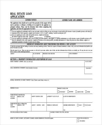 real estate loan application form