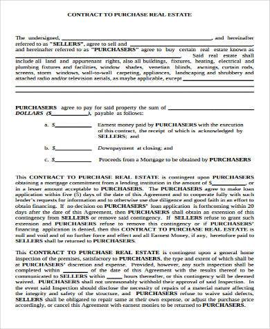 real estate purchase form example