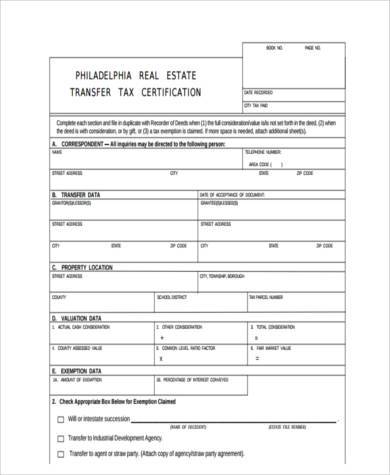real estate tax certification form