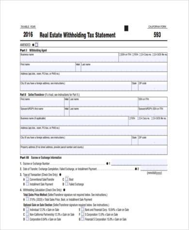 real estate tax form example