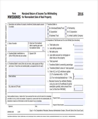 real estate tax form in pdf