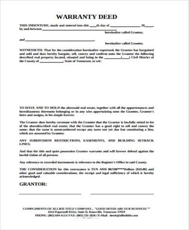 real estate warranty deed form