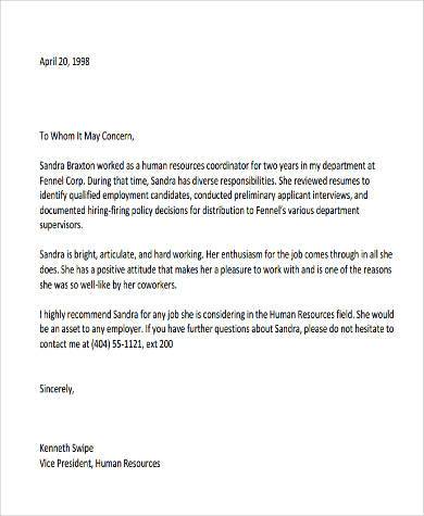 Reference Letter Employer Sample