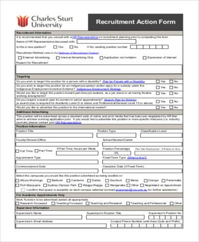 recruitment action form in pdf