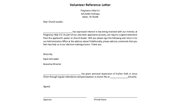 Volunteer Letter Of Recommendation Template from images.sampleforms.com