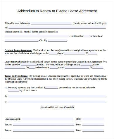 renewal rental lease agreement form