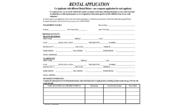 rent application