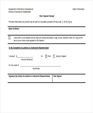 rent deposit receipt form1