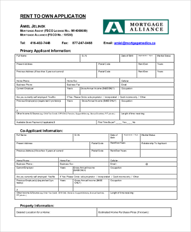 rent to own application form