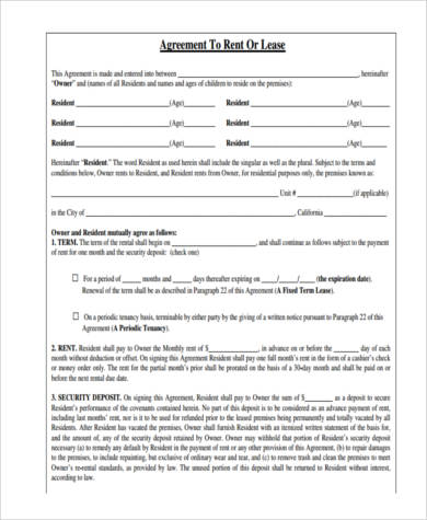 rent to own house contract form