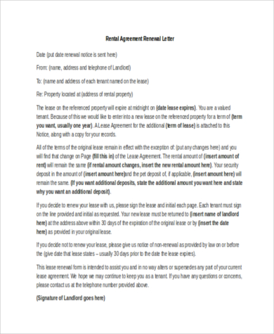 FREE 11+ Rental Agreement Letter Samples, PDF, MS Word, Google Docs