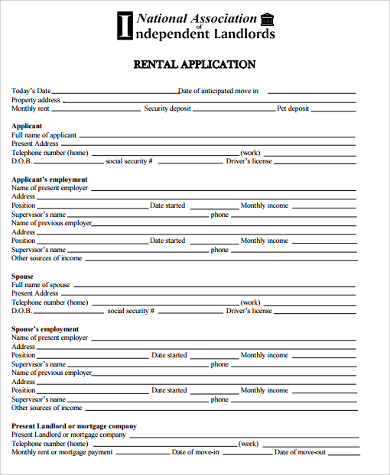 rental application form example