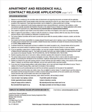 rental contract release form