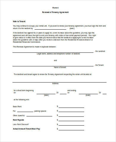 contract form renewal in Contract   WORD FREE PDF Sample 9 Rental Forms