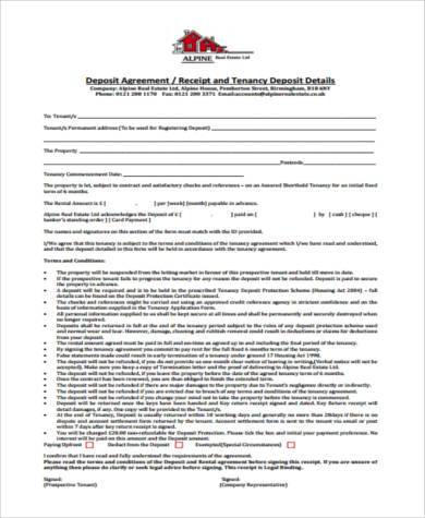 rental deposit agreement form1