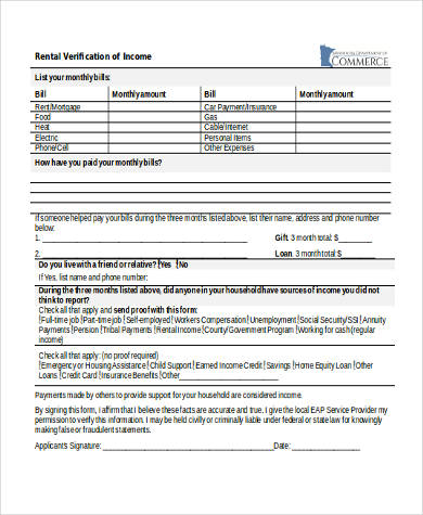 rental income verification form