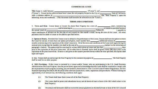 rental lease agreement form samples