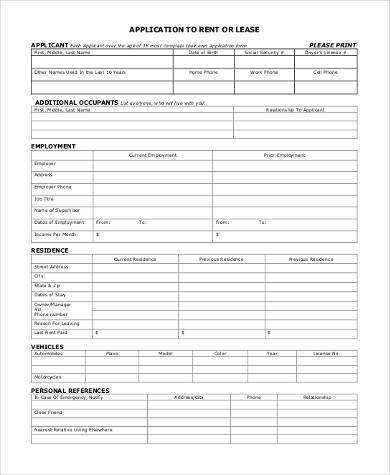 rental lease application form1