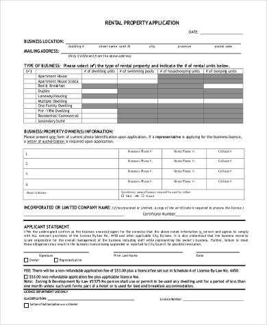 rental property application form