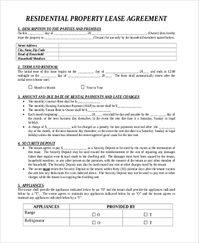 rental property lease agreement 