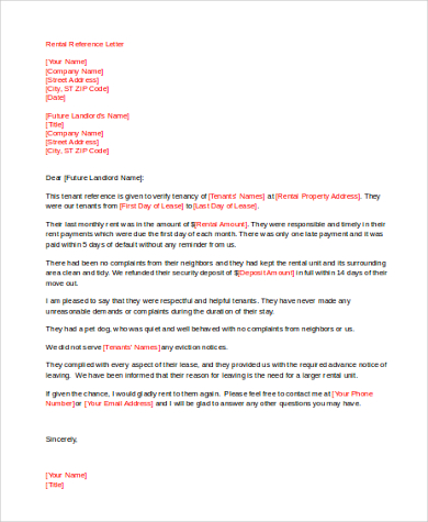 Reference Letter For Rent from images.sampleforms.com